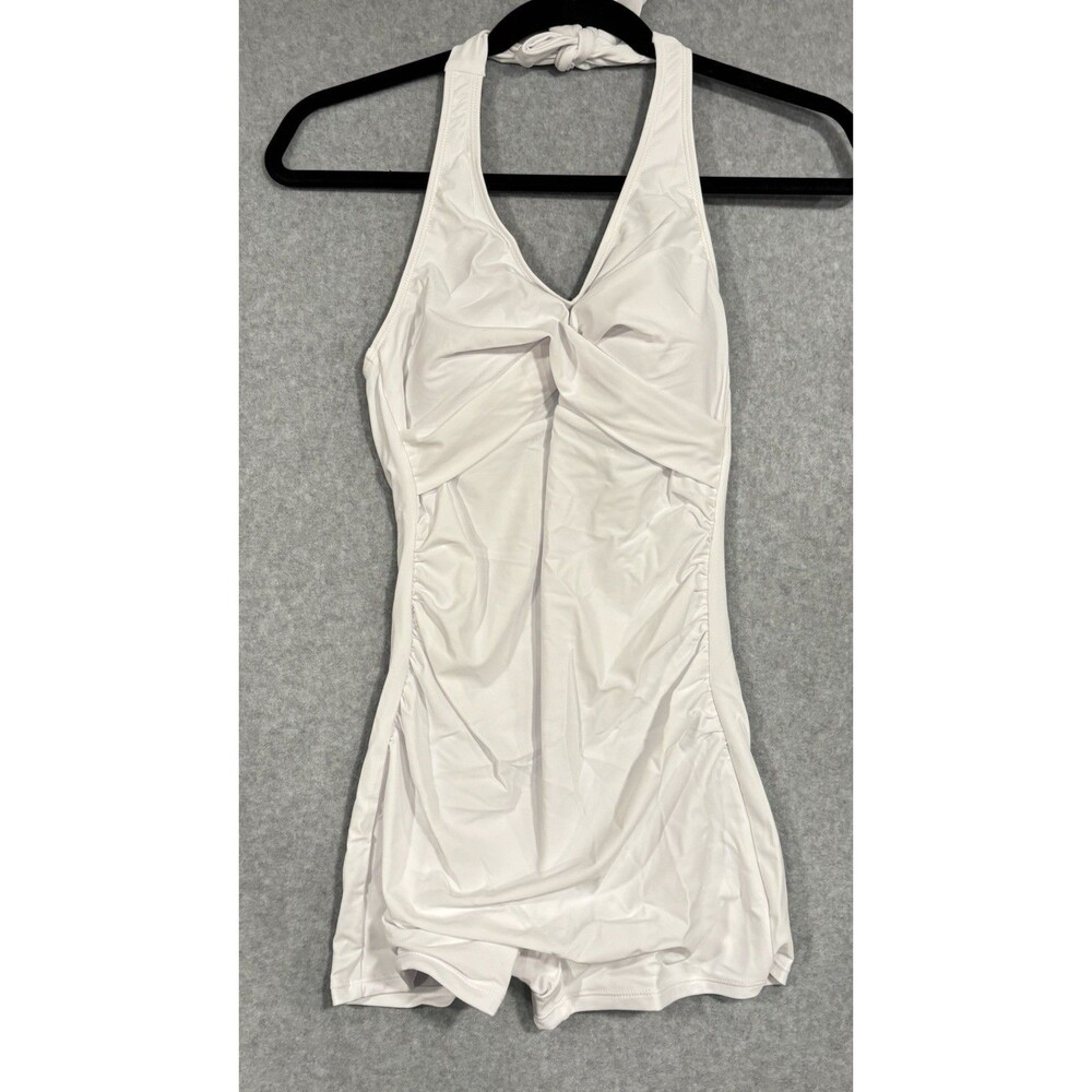 Women Halter One Piece Swimsuit Shorts Tummy Control Bathing Suit Sz XS Beach